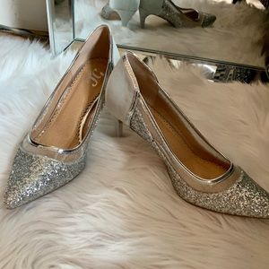 Juicy Couture Glitter and Suede heels